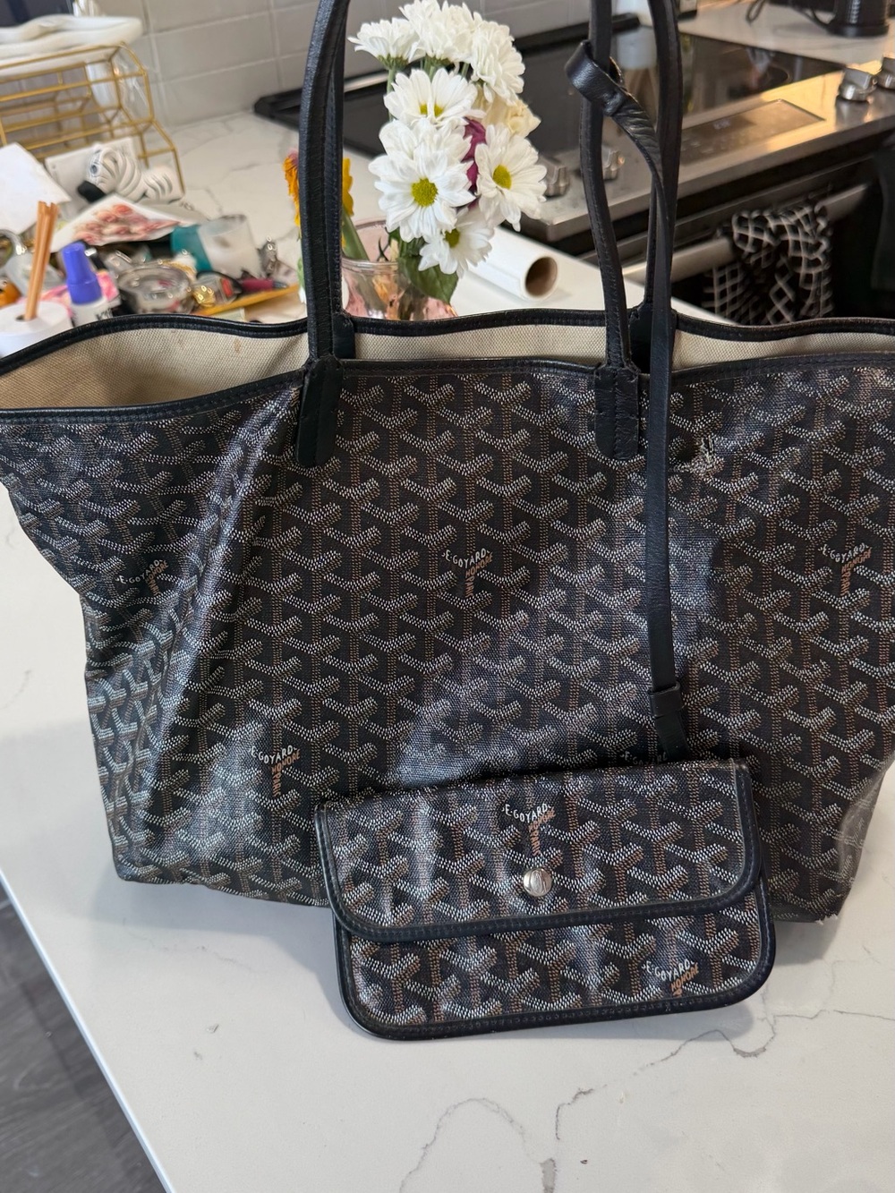 Authentic Goyard St Louis Tote Black with pouch - Picture 3 of 16